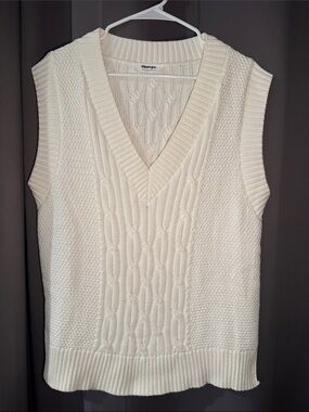 Showpo. Ivory Cable Knit V-Neck Sweater Vest